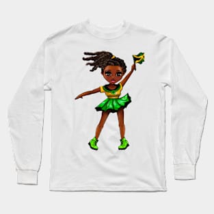 Jamaican girls women Jamaican colors Jamaica Pride anime girl Chible Jamaica flag Long Sleeve T-Shirt